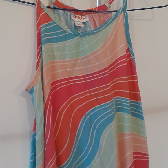 Cat & Jack size YL, (10/12) striped summer dress - Picture 2 of 4